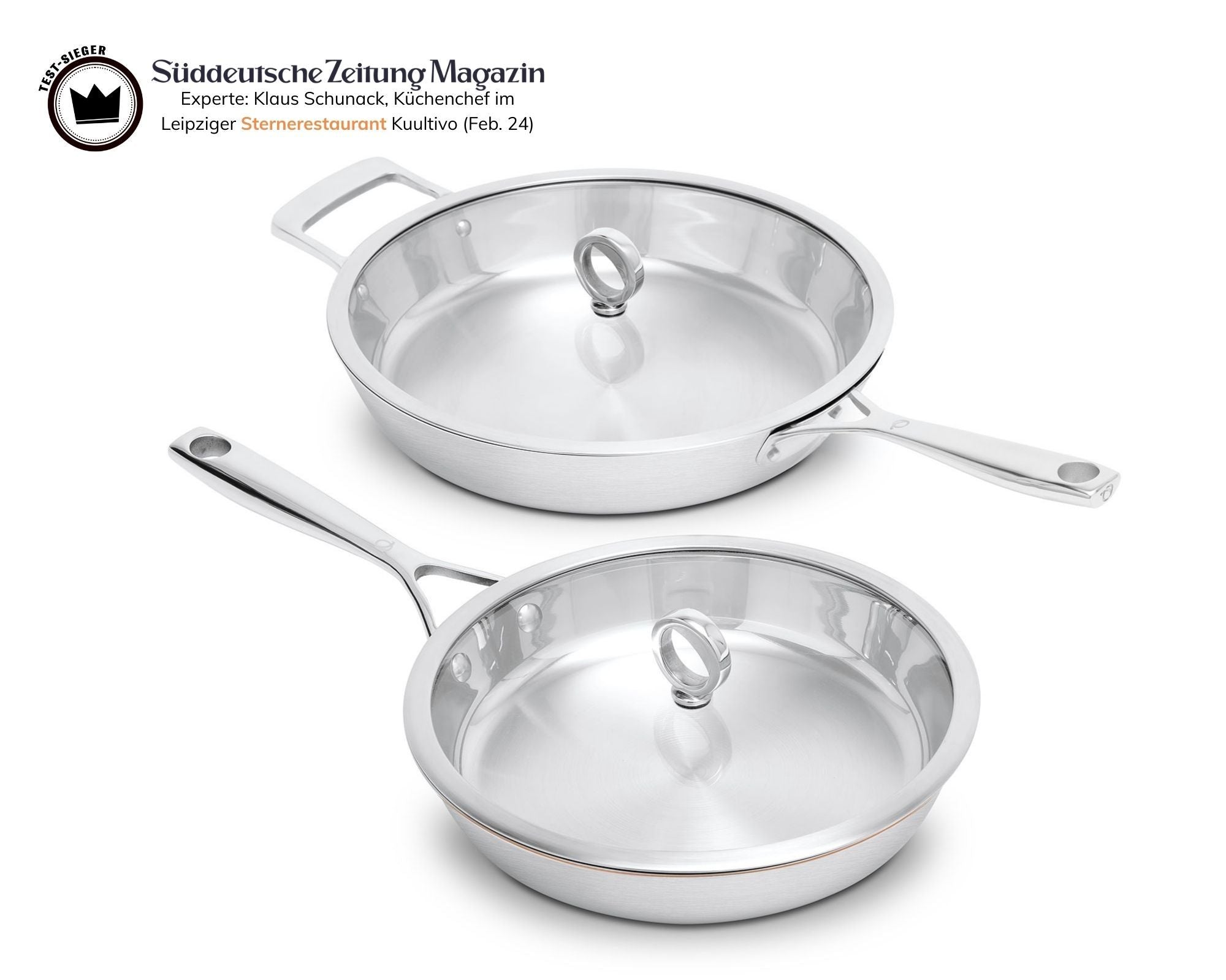Kupferkern Pfannenset unbeschichtet, 26 + 30 cm