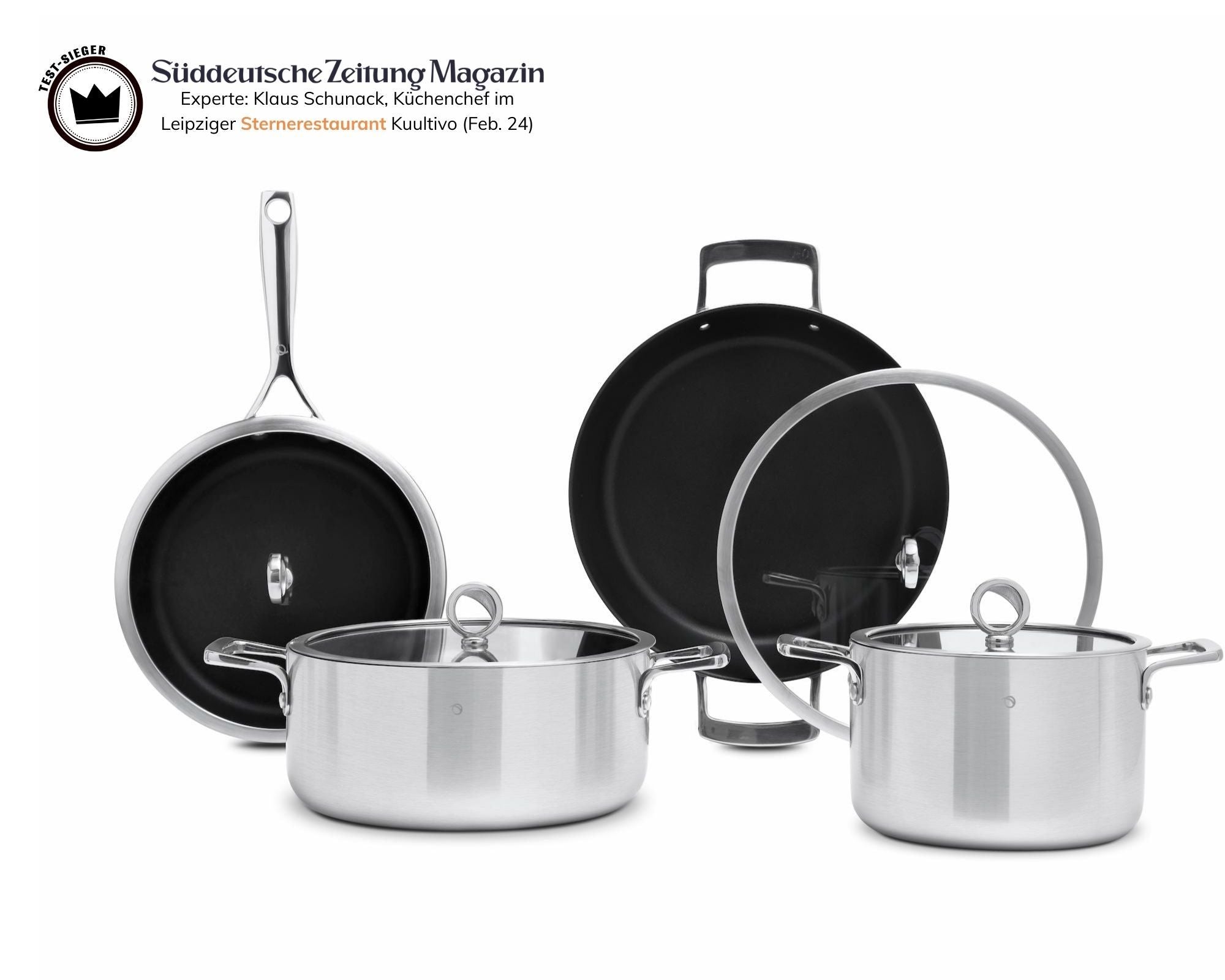 Olavson Kochgeschirrset Pfannen 26+30 Servierer Toepfe 20+26