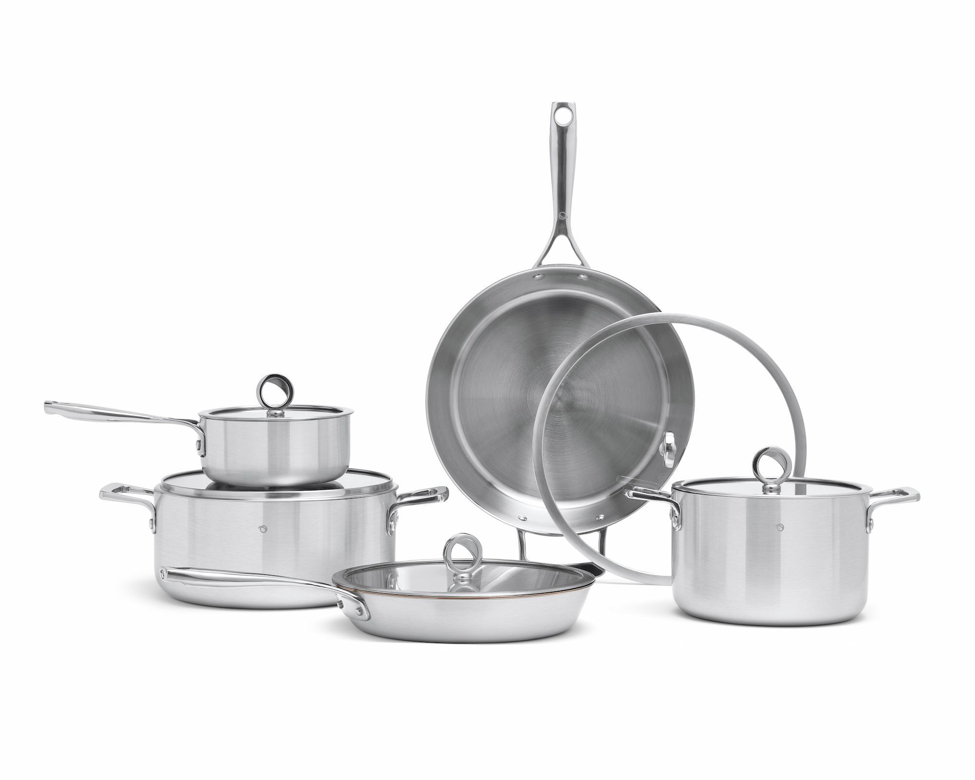 Sets de poêles et casseroles avec un noyau en cuivre sans revêtement