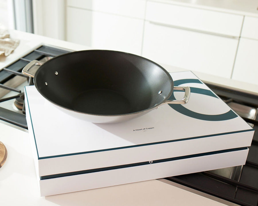 Kupferkern Wok, beschichtet, Servierer